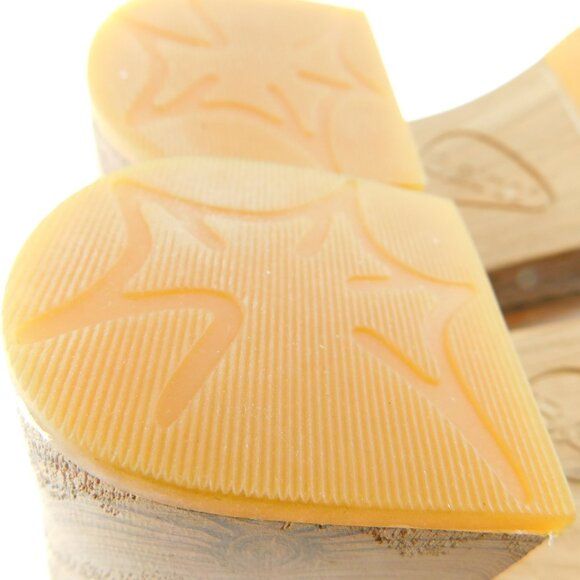 New BORN Cognac Brown Leather Crisscross Strap Block Heel Slide Sandals 8 - Picture 8 of 8